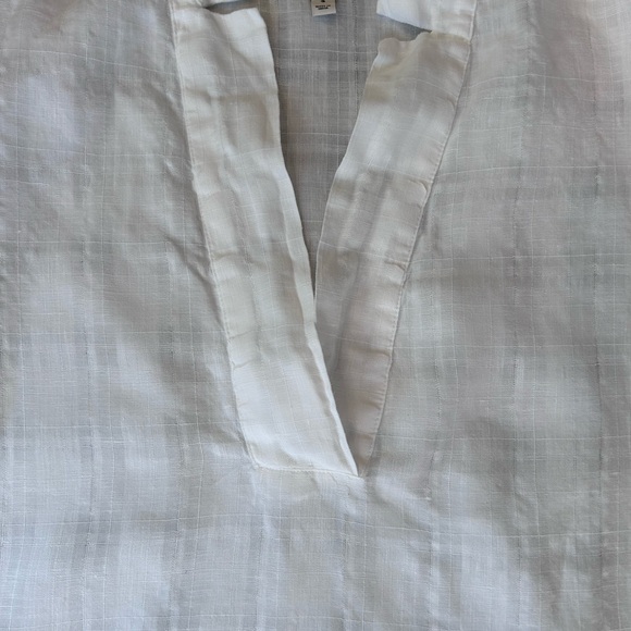 Banana Republic Laurel Linen Cotton Boxy Deep V Neck Top. Pure white. Coastal. S - Picture 4 of 13